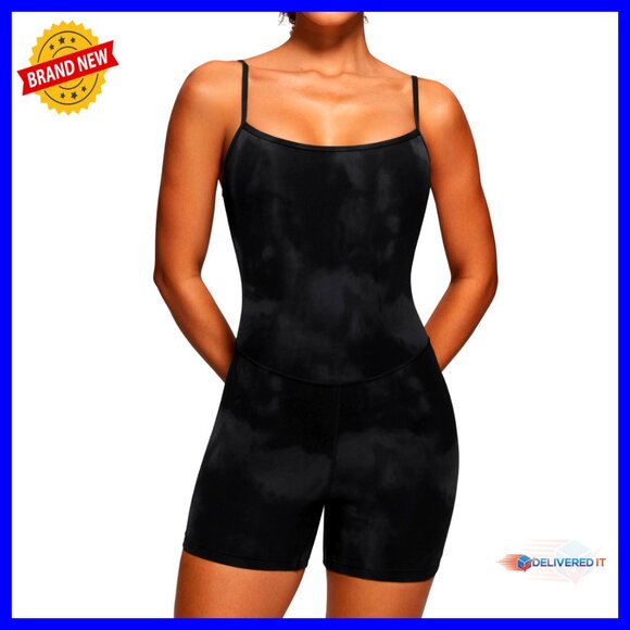 Pants - Butterluxe Yoga Romper with Removable Pads, Adjustable Straps, 4" Shorts